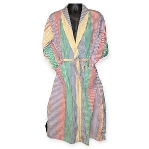 Nautica Colorful Robe with Red, Yellow, Green, Purple, Blue, and Orange Stripes